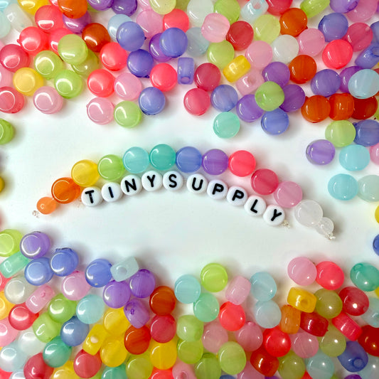 8.5MM Light Pastel Jelly Themed Flat Round Acrylic Beads