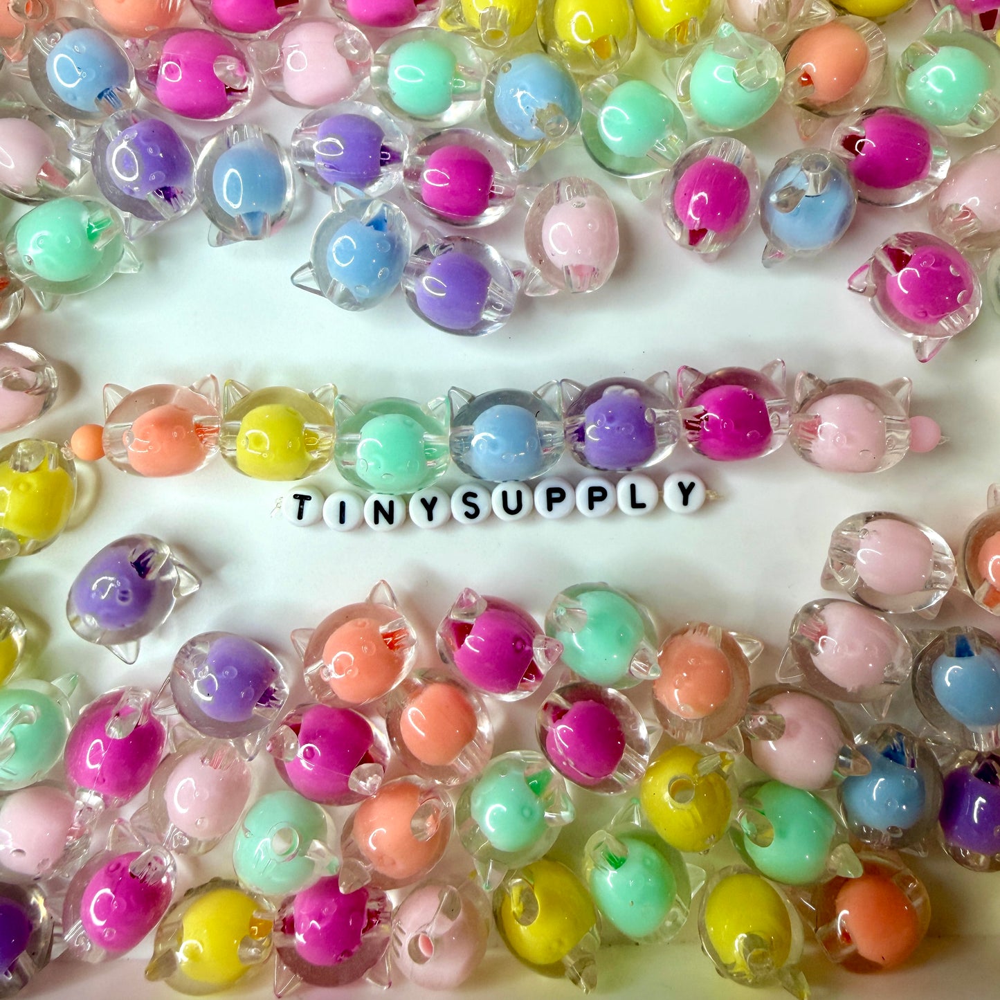 Chunky 18MM Mixed Color Cat Head Shaped Acrylic Spacer Beads