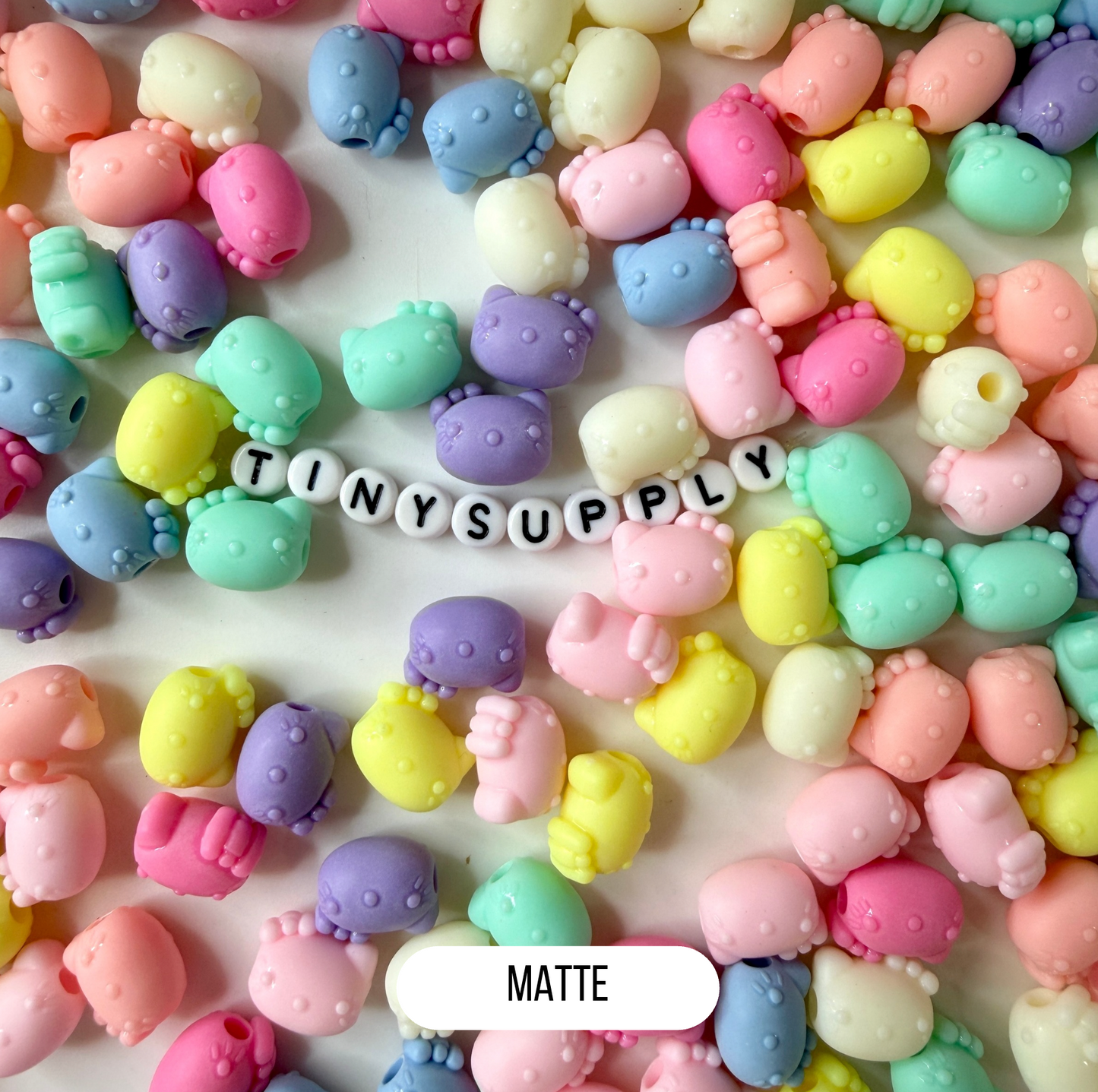 Chunky 14MM Pastel Acrylic Cute Kitty Cat Spacer Beads (Matte/Glossy)