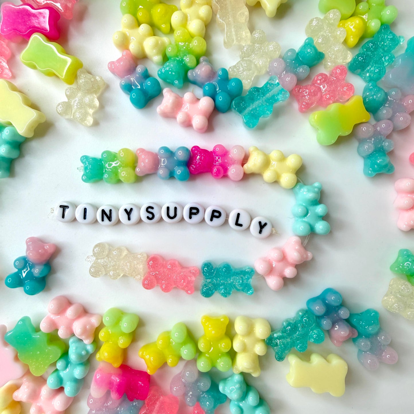 10MM x 16MM Solid Colored Pastel Gummy Bear Beads with Vertical Hole