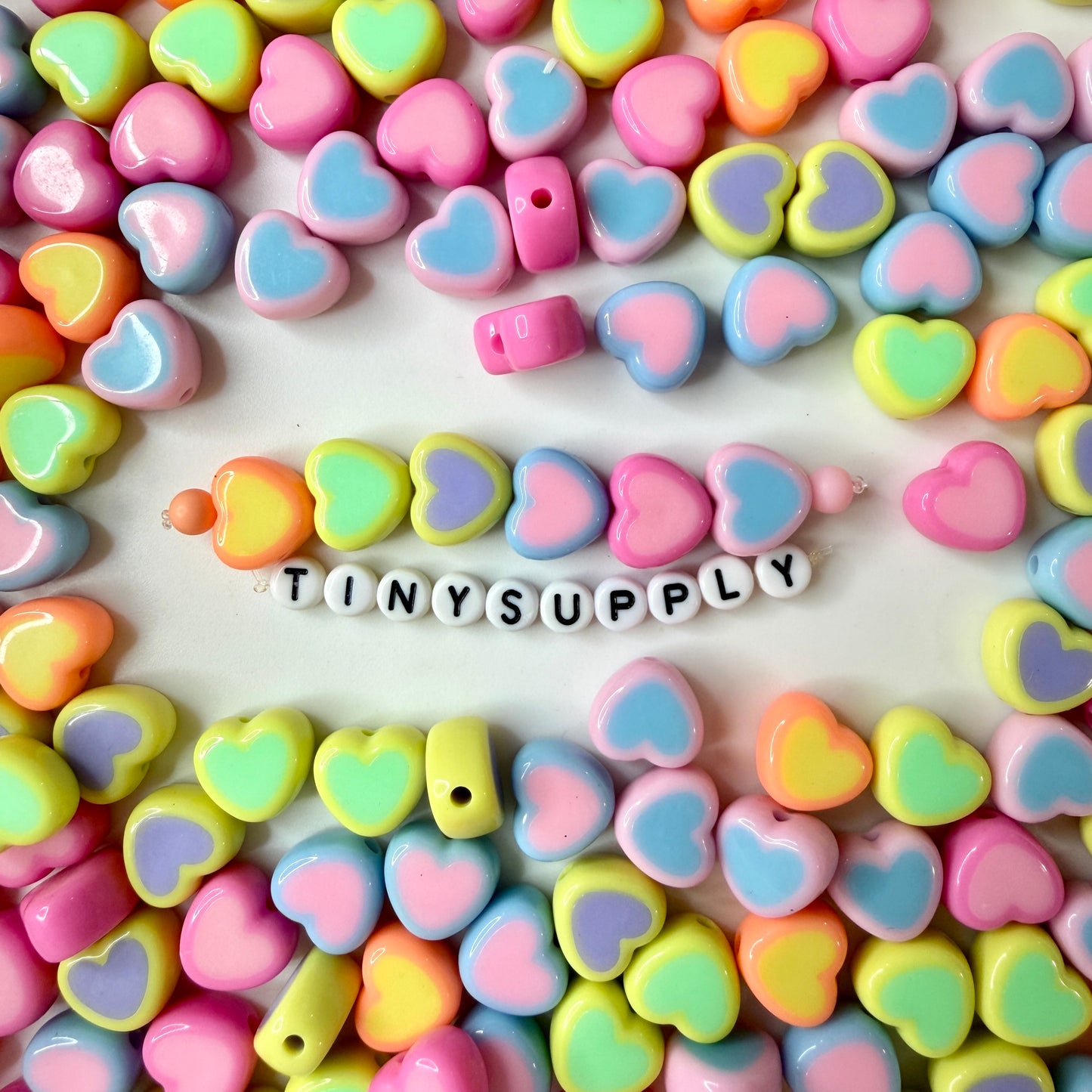 Chunky 12.5MM Mixed Color Acrylic Heart Spacer Beads with Vertical Hole