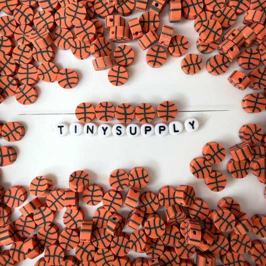 10MM Basketball Version 2, Sports Themed Polymer Clay Beads
