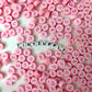 10MM Pink Cancer Ribbon Themed Polymer Clay Beads
