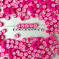 10MM Pink Cancer Ribbon Themed Polymer Clay Beads