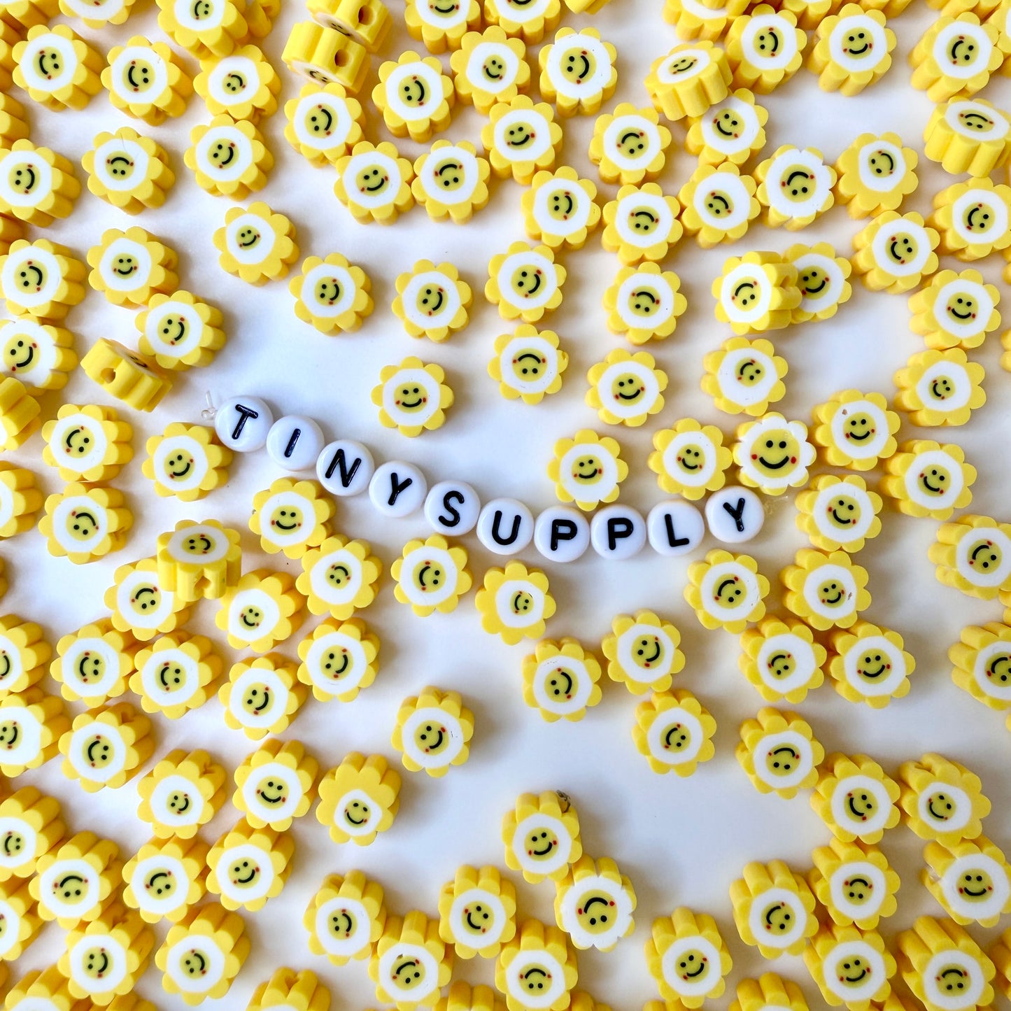 10MM Yellow Face Flower, Floral Themed Polymer Clay Beads