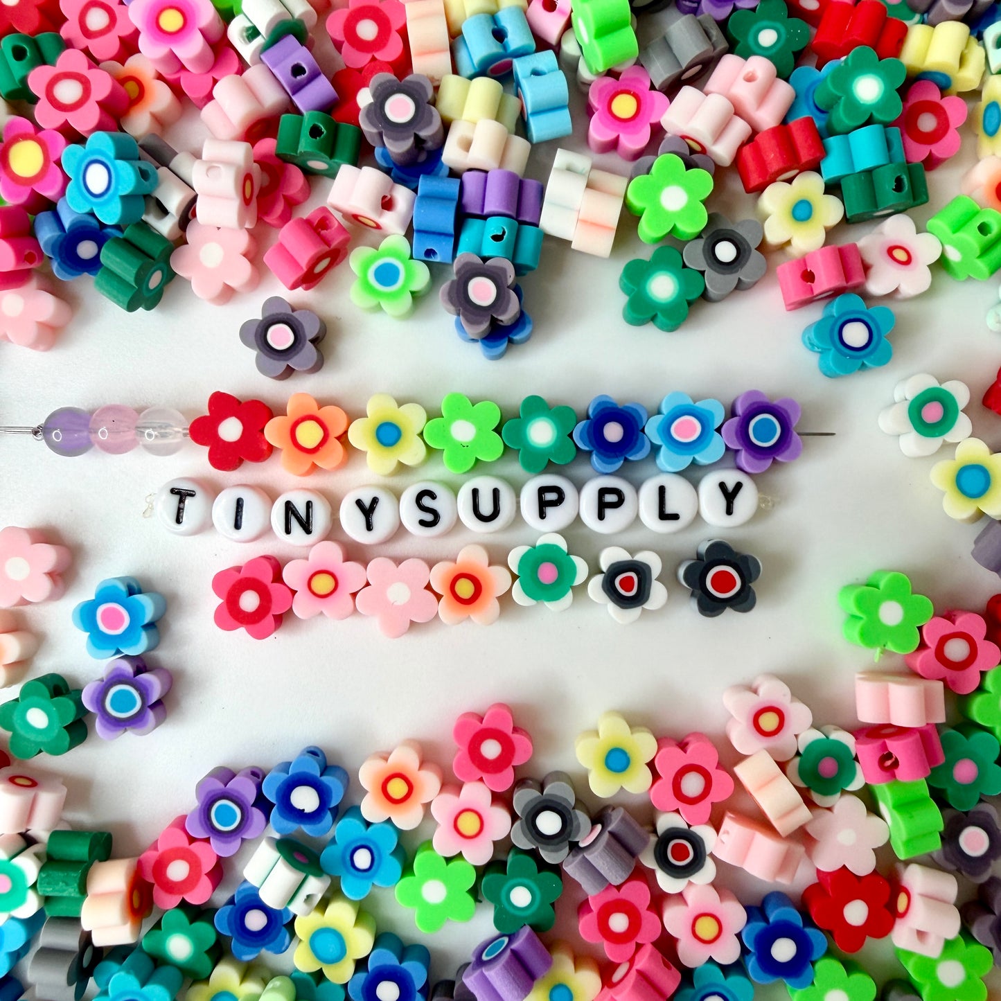 9MM Bright Flowers, Floral Themed Polymer Clay Beads
