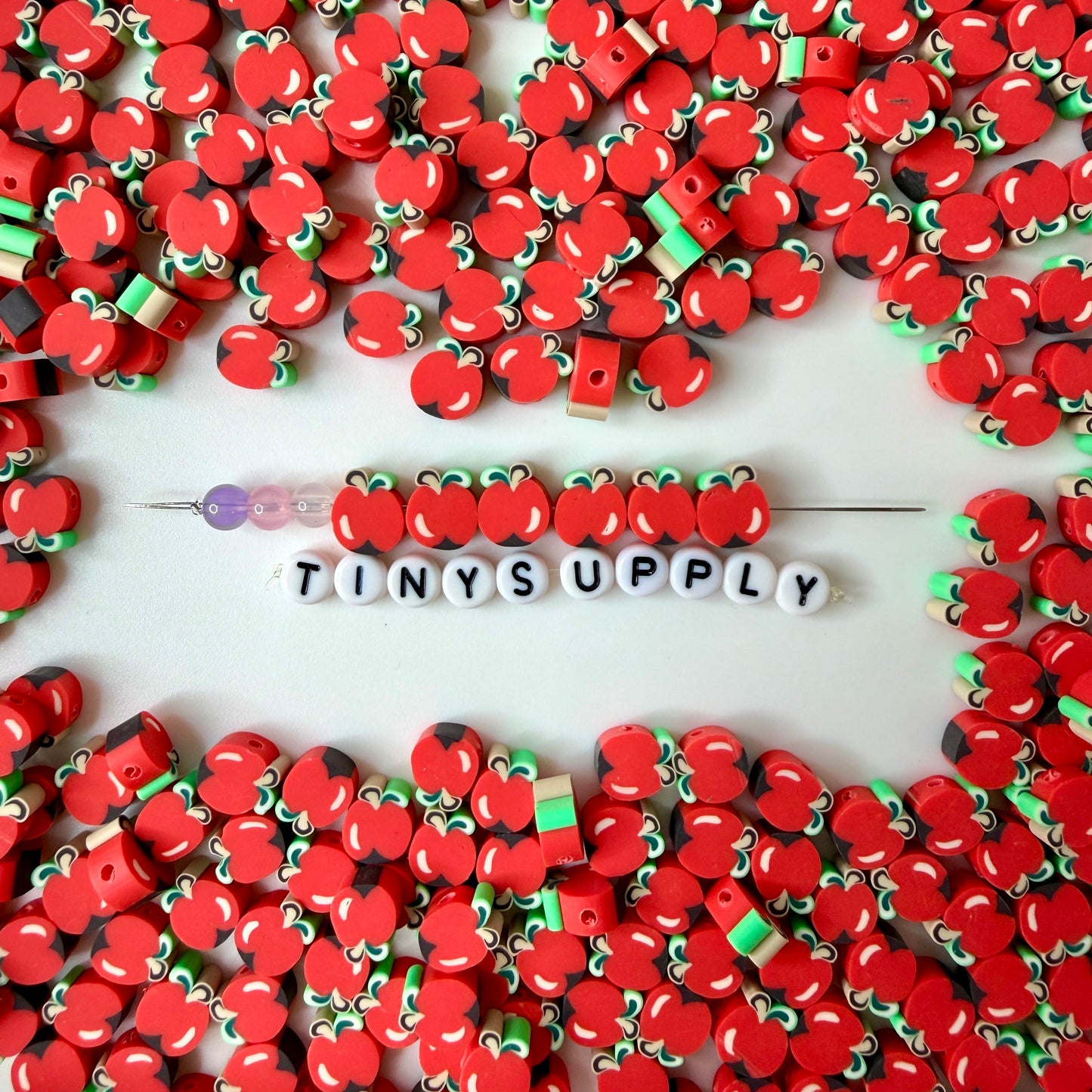 10MM Whole Red Apple Fruit Themed Polymer Clay Beads