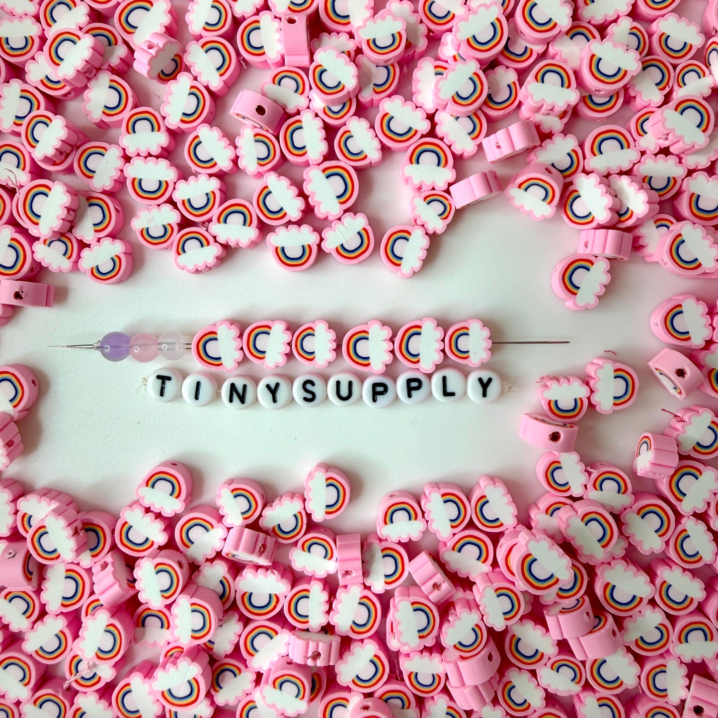 10MM Blue/Pink Rainbow Themed Polymer Clay Beads