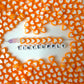 8MM Orange Acrylic Heart w/White Middle Spacer Beads with Vertical Hole