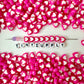 8MM Fuschia Acrylic Heart with White Middle Spacer Beads with Vertical Hole
