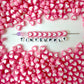8MM Light Pink Acrylic Heart w/White Middle Spacer Beads with Vertical Hole