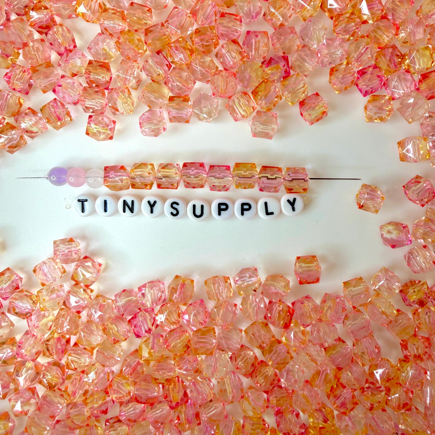 8MM Yellow Pink Multi-Sided Two Tone Color Beads