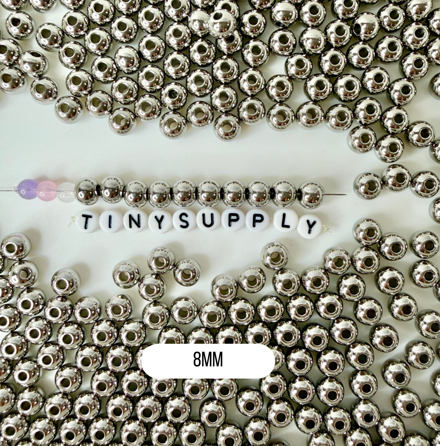3MM/4MM/5MM/6MM/8MM Silver Round 304 Stainless Steel Spacer Beads