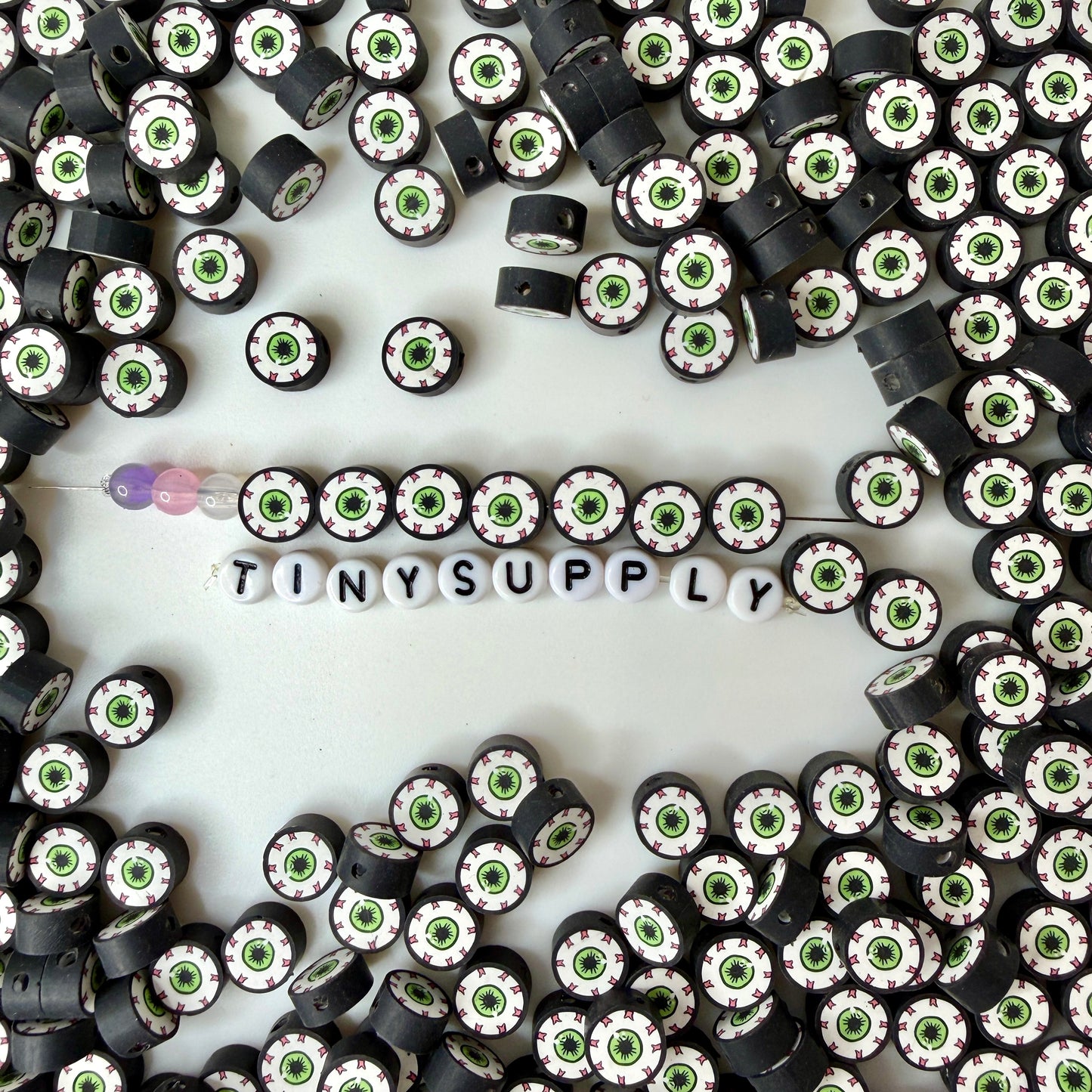 10MM Creepy Eyeball, Halloween Themed Polymer Clay Beads