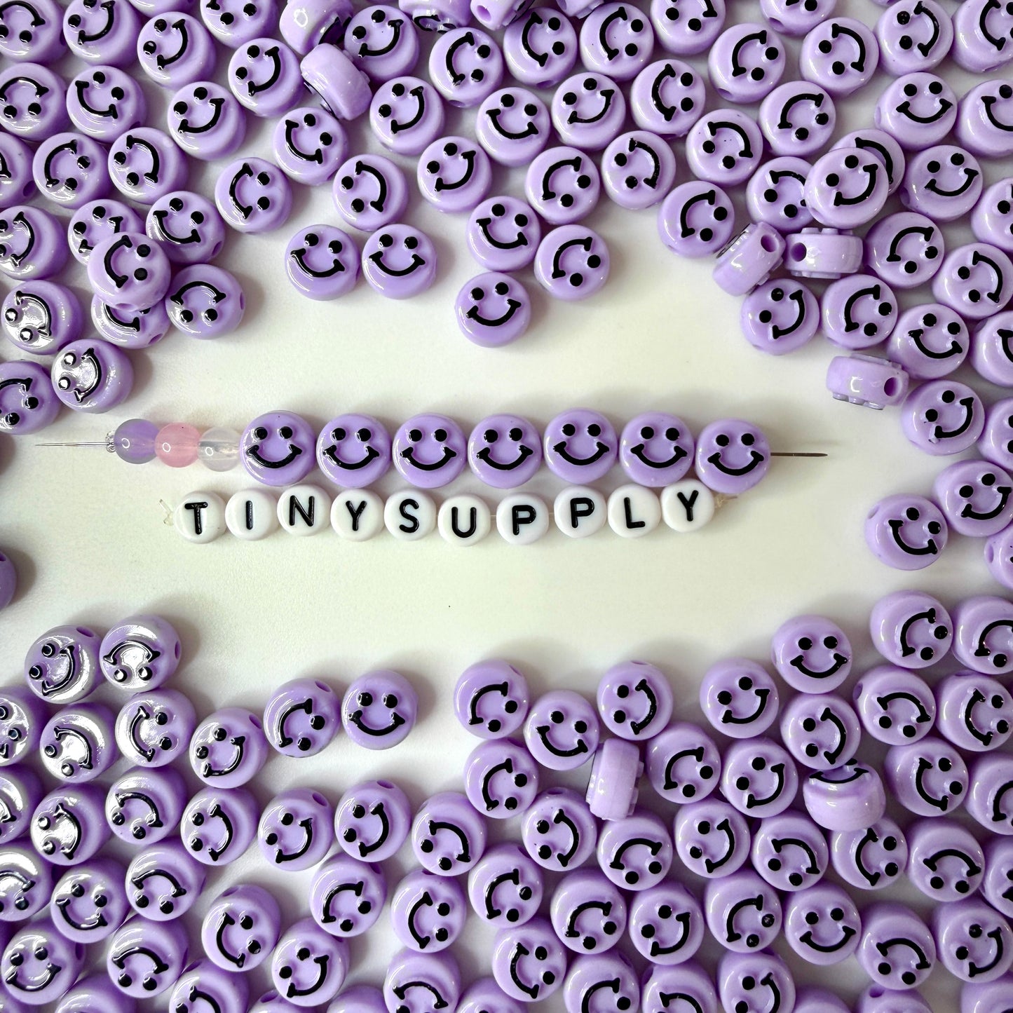 10MM x 6MM Rainbow Beads with Black Happy Face Beads