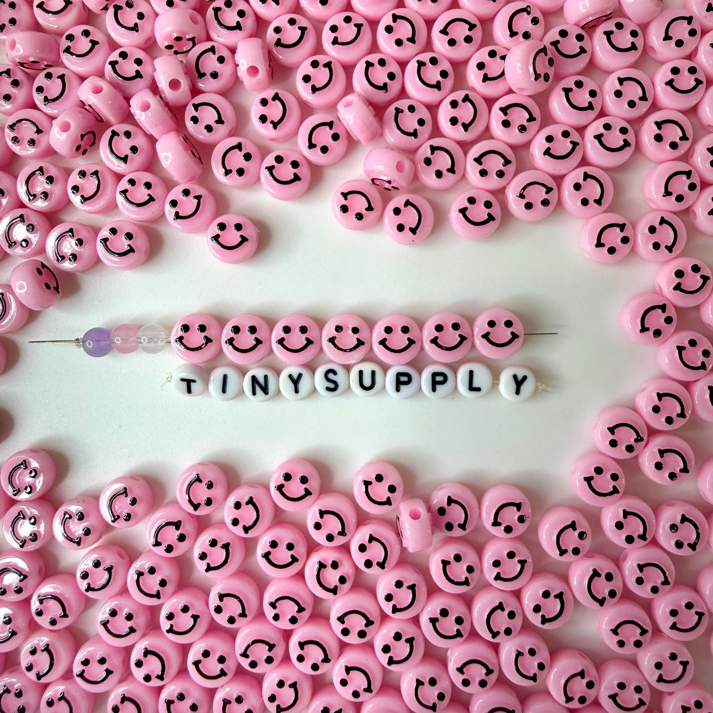 10MM x 6MM Rainbow Beads with Black Happy Face Beads