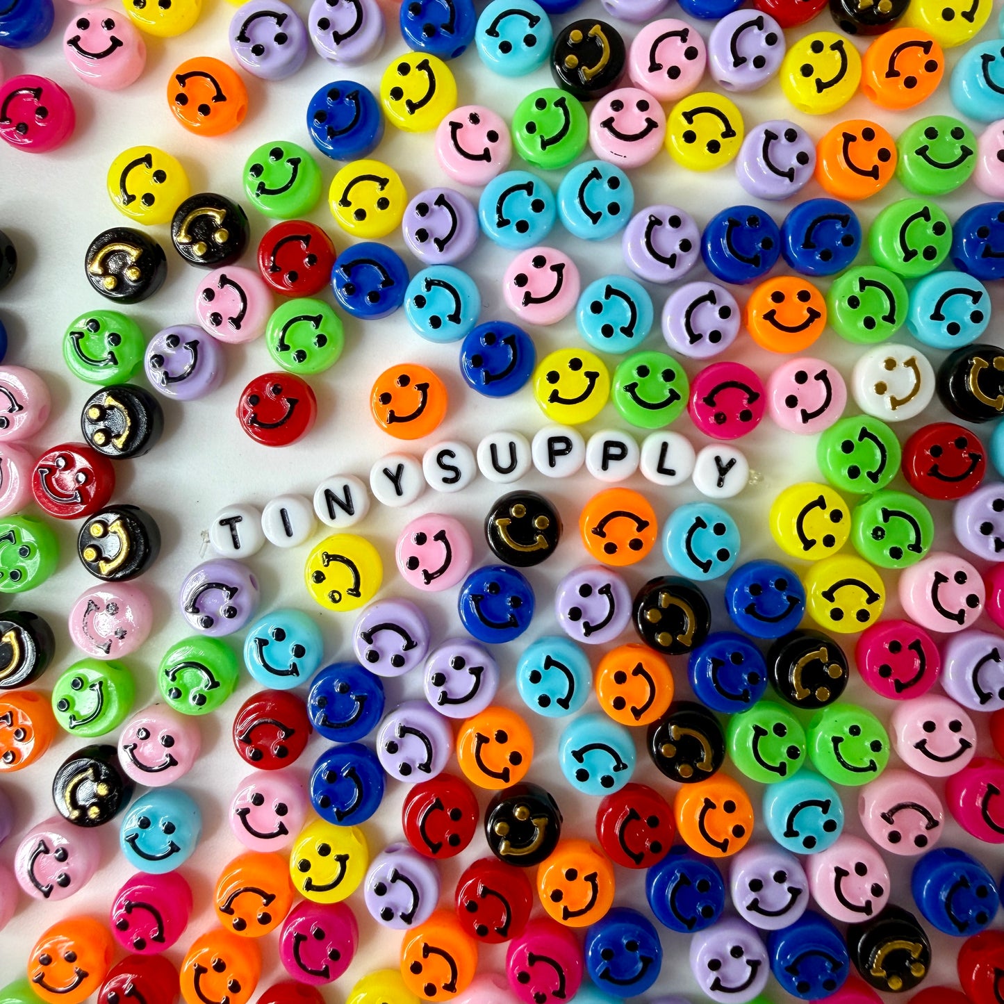 10MM x 6MM Solid/Transparent Colorful Mixed Color Happy Face Beads