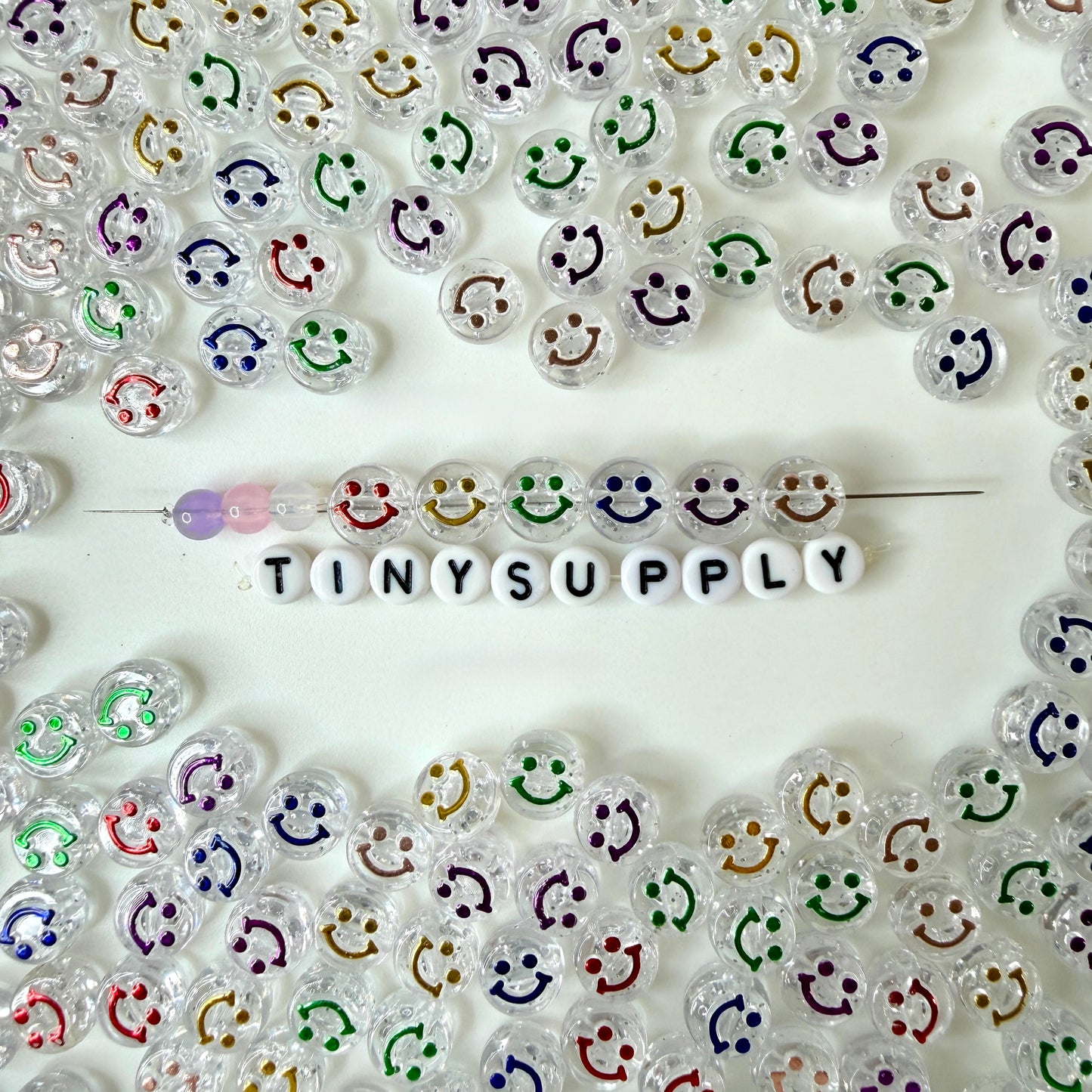 10MM x 6MM Solid/Transparent Colorful Mixed Color Happy Face Beads