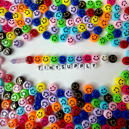 10MM x 6MM Solid/Transparent Colorful Mixed Color Happy Face Beads