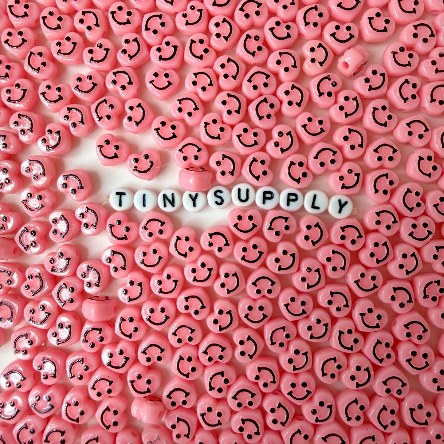 10MM Heart Shaped Happy Face Beads