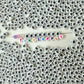 7MM White Flat Round Acrylic with Hashtag, Pound Sign Symbol Beads