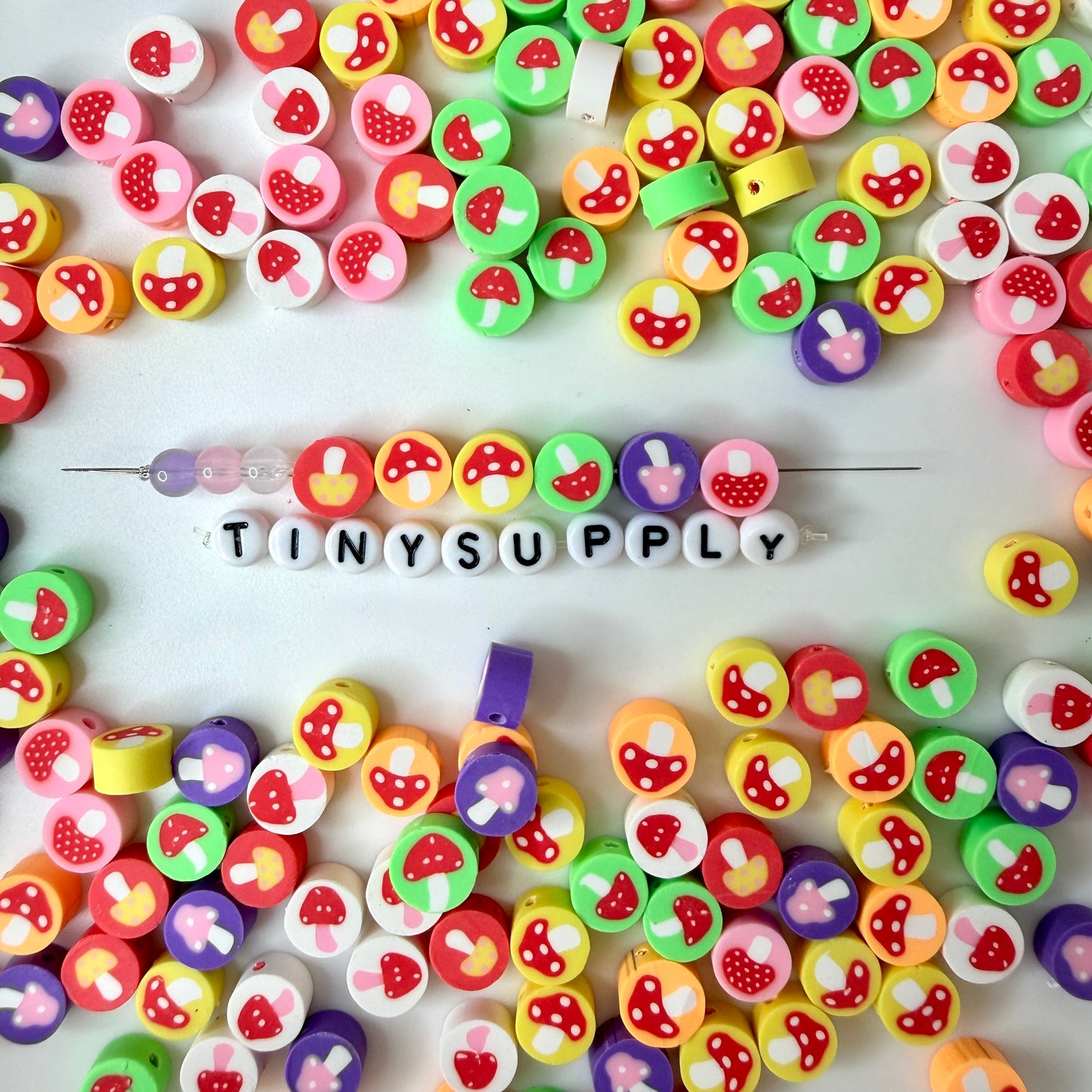 9MM Colorful Mushroom, Vegetable Themed Polymer Clay Beads