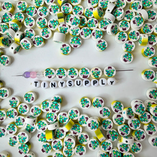 10MM Christmas Tree Themed Polymer Clay Beads
