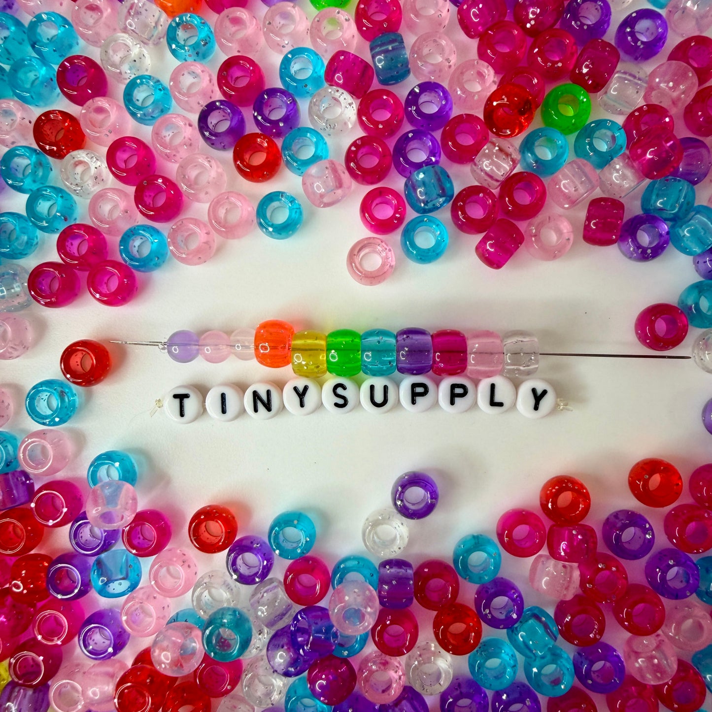 9MM Colorful Translucent Glitter Pony Beads