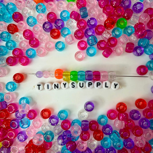 9MM Colorful Translucent Glitter Pony Beads