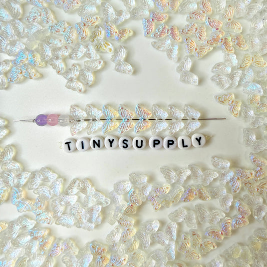 15MM Clear Rainbow AB Butterfly Colored Glass Beads