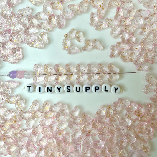 15MM Clear Pink Butterfly Speckled Colored Glass Beads
