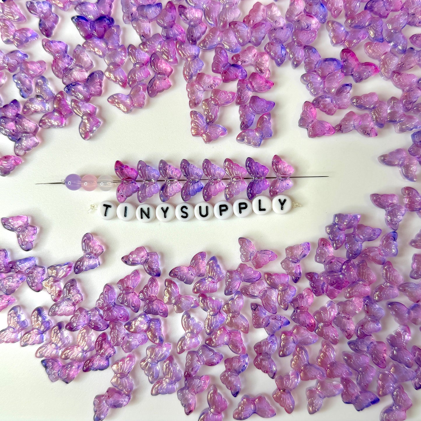 15MM Purple Pink Butterfly Speckled Glass Beads