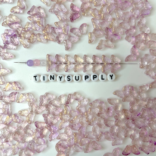15MM Purple Gold Dusted Speckled Butterfly Glass Beads