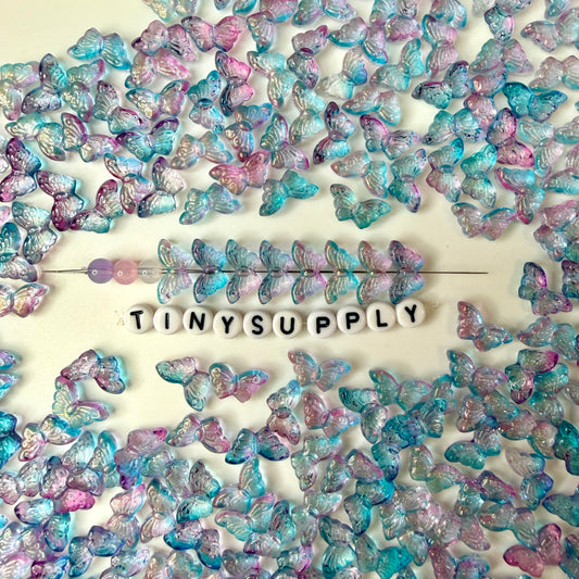 15MM Blue Purple Galaxy Butterfly Colored Glass Beads