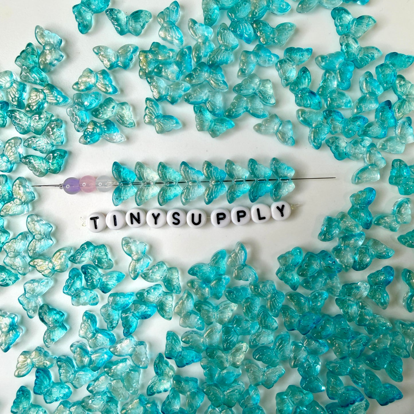 15MM Turquoise Butterfly Speckled Colored Glass Beads