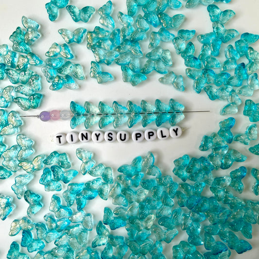 15MM Turquoise Butterfly Speckled Colored Glass Beads