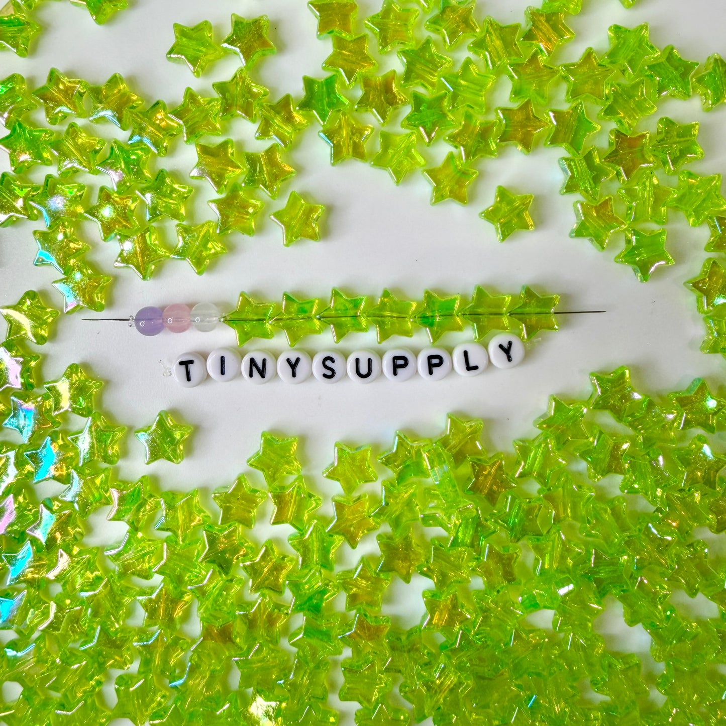 10MM AB Light Green Transparent Acrylic Star Spacer beads