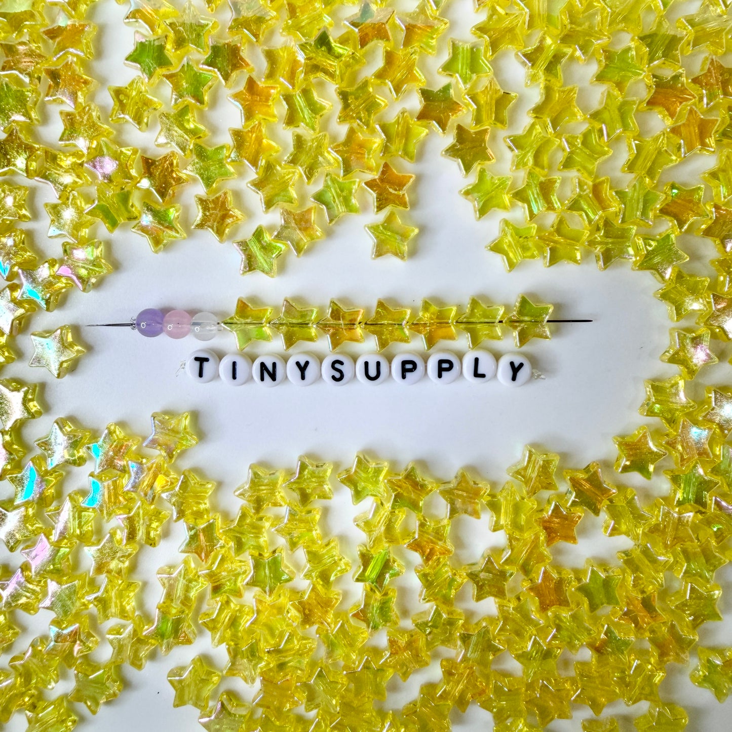 10MM AB Yellow Transparent Acrylic Star Spacer Beads