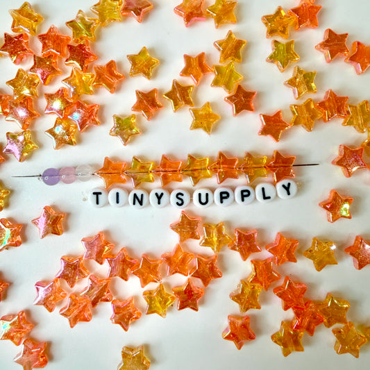 10MM AB Orange Transparent Acrylic Star Spacer Beads
