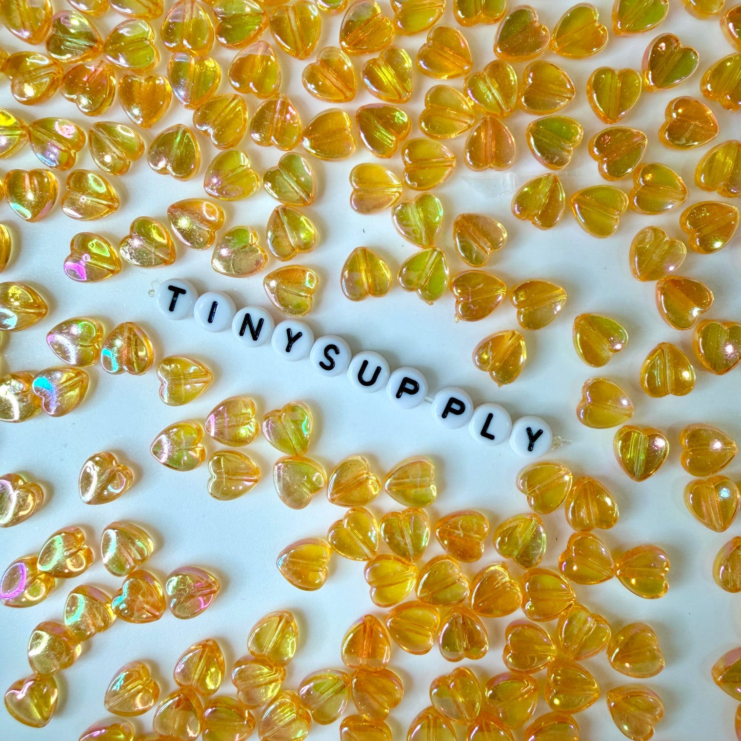 8MM AB Orange Transparent Acrylic Heart Spacer Beads with Vertical Hole