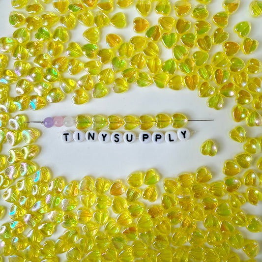 8MM AB Yellow Transparent Acrylic Heart Spacer Beads with Vertical Hole
