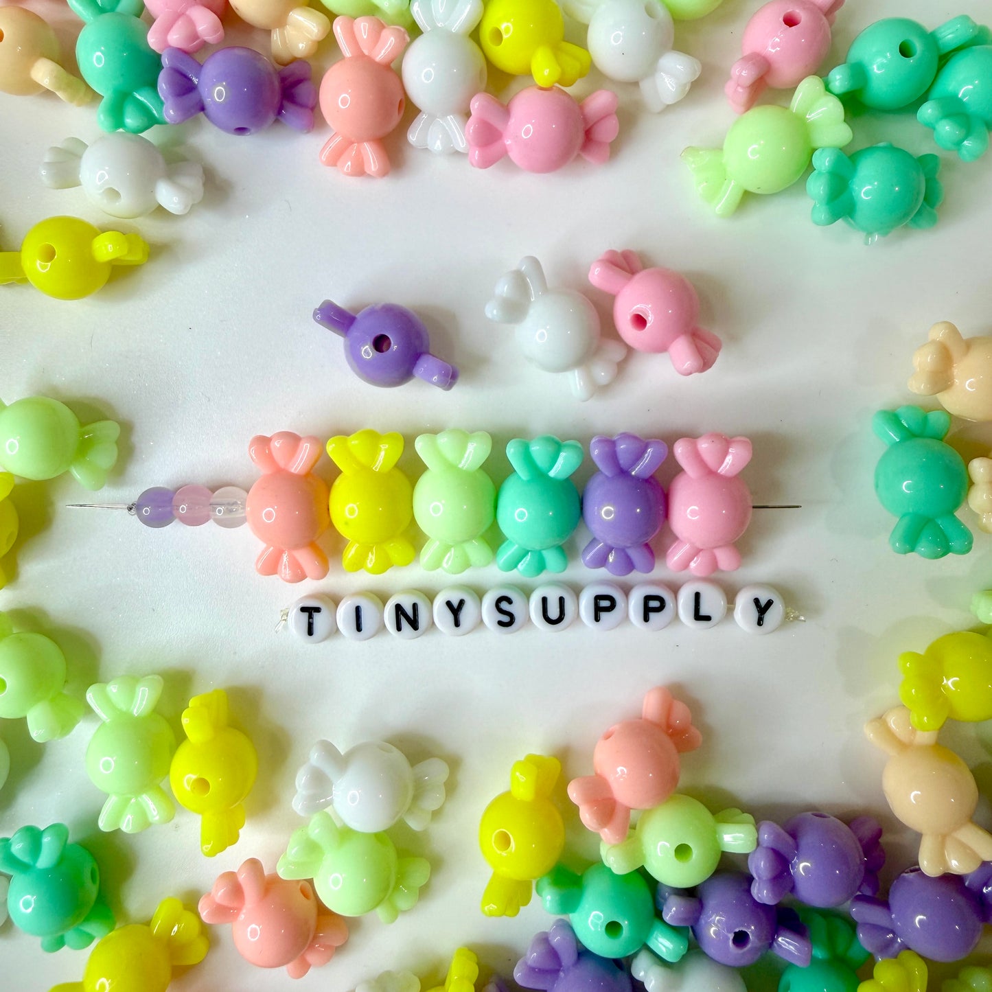 Chunky 21.5MM x 11.5MM Colorful Wrapped Candy Beads
