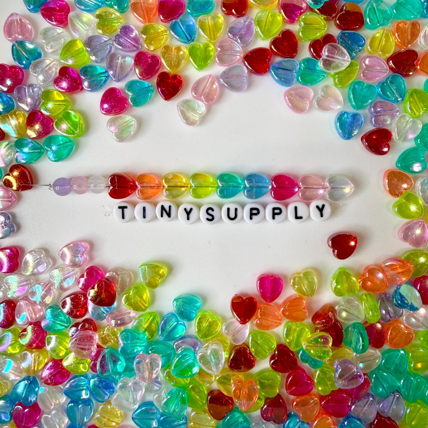 8MM Mixed Colors Transparent Acrylic Heart Spacer Beads with Vertical Hole