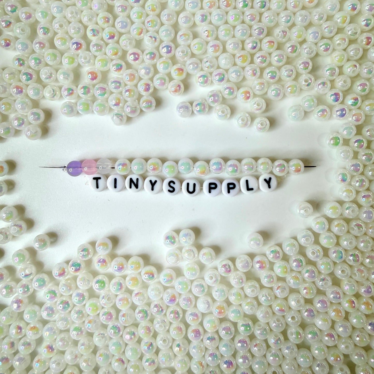 6MM/8MM AB Milky White Acrylic Iridescent Beads
