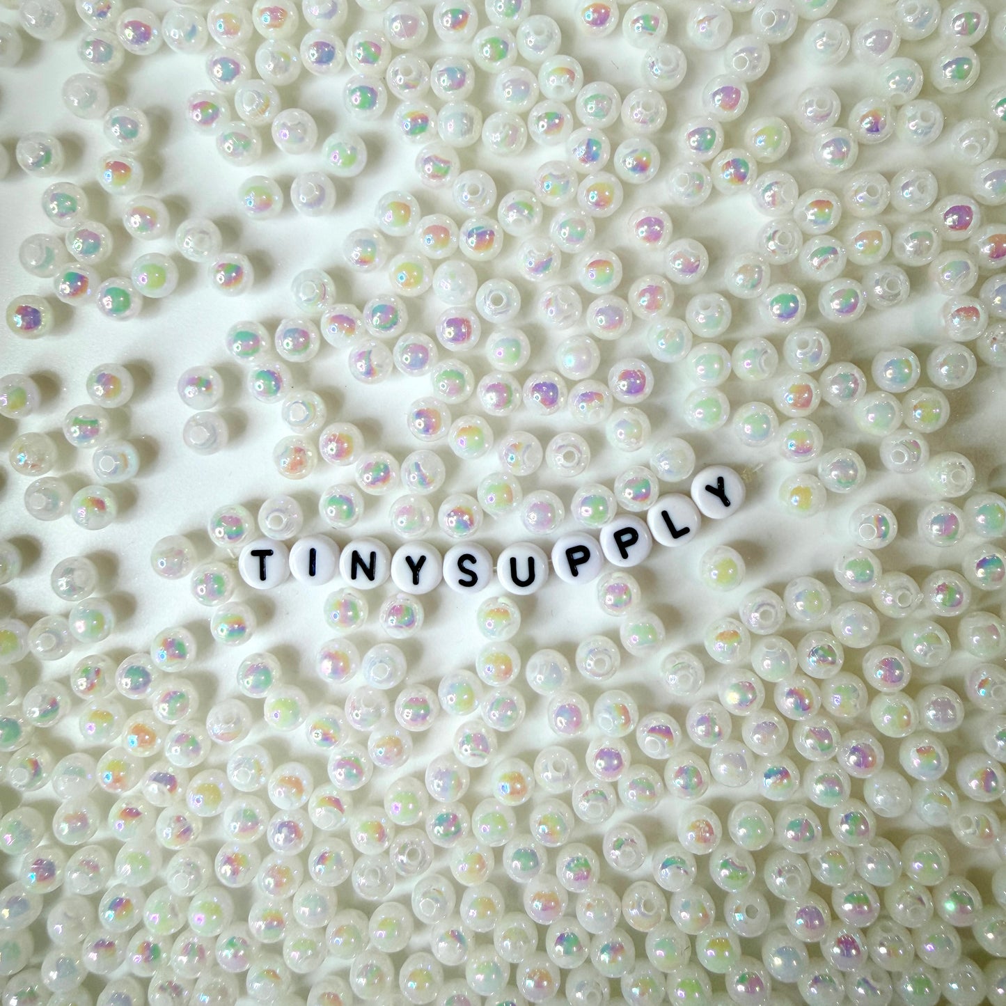 6MM/8MM AB Milky White Acrylic Iridescent Beads