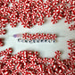 10MM Red and White Peppermint Themed Polymer Clay Beads