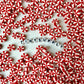 10MM Red and White Peppermint Themed Polymer Clay Beads