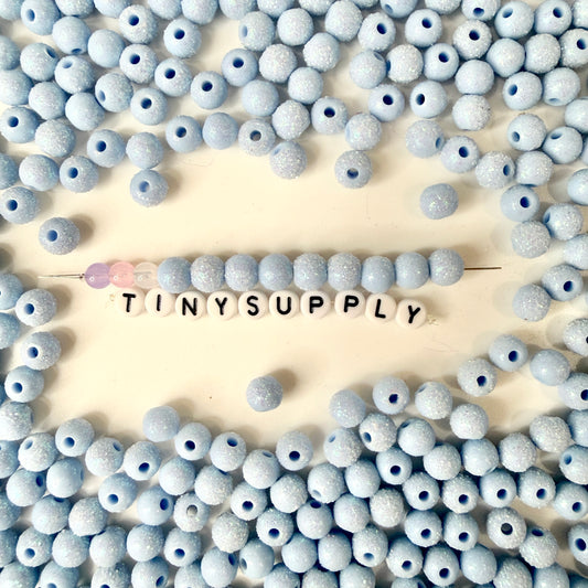8.5MM Pastel Blue Acrylic Glitter Round Spacer Beads