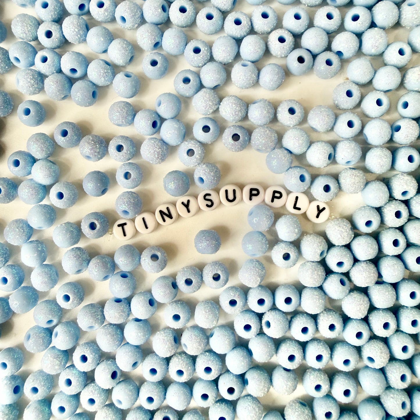 8.5MM Pastel Blue Acrylic Glitter Round Spacer Beads