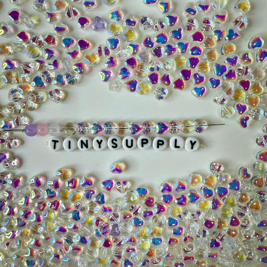 6MM Clear AB Colored Glass Heart Beads D02-H